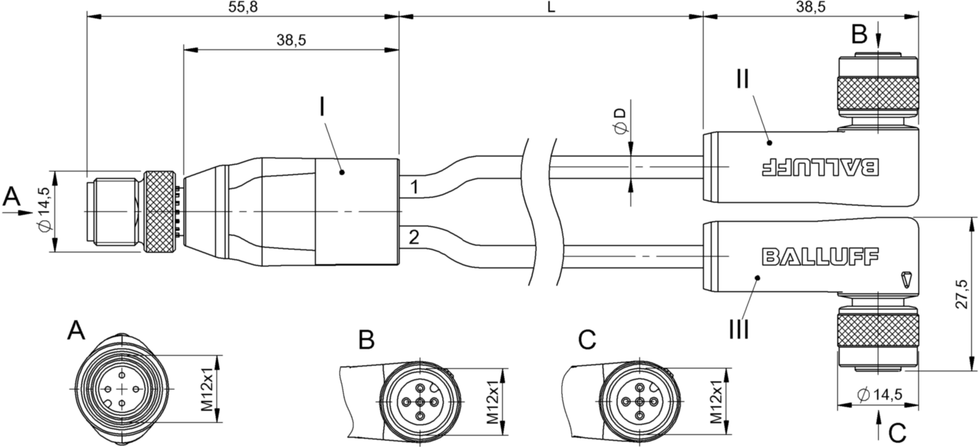 Y-образный распределитель Balluff BCC W414-W425-W425-U2044-006