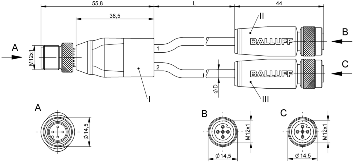 Y-образный распределитель Balluff BCC W414-W415-W415-U2048-003