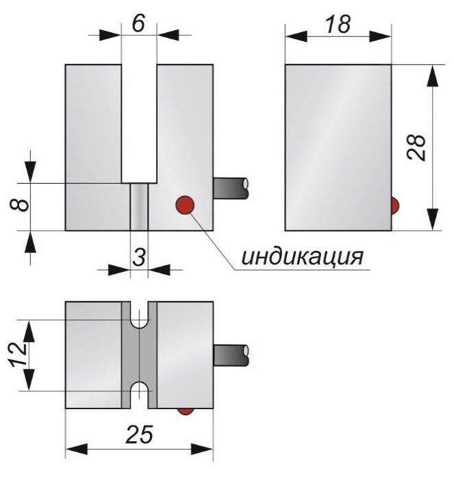 Индуктивный щелевой датчик СКБ Индукция SSI061-NO-PNP(Lкаб=3м)