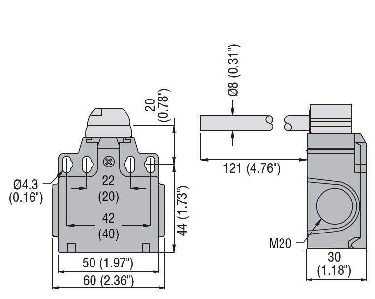 Kонцевой выключатель безопасности Lovato Electric KCP2L02