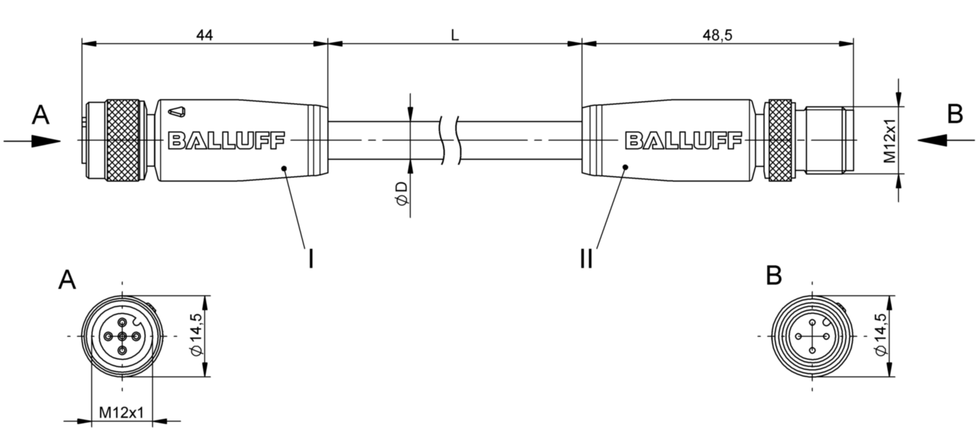 Соединительный кабель Balluff BCC W415-W414-3A-650-SW0434-040