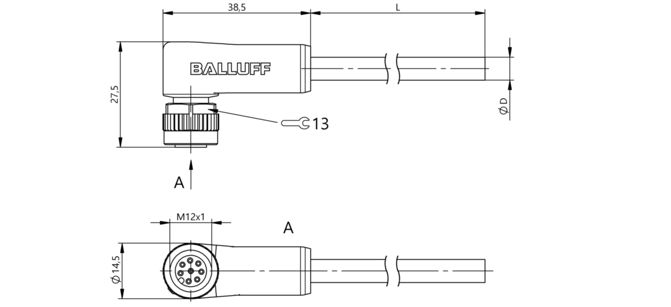Разъем с кабелем Balluff BCC M428-0000-1A-044-PX0825-100