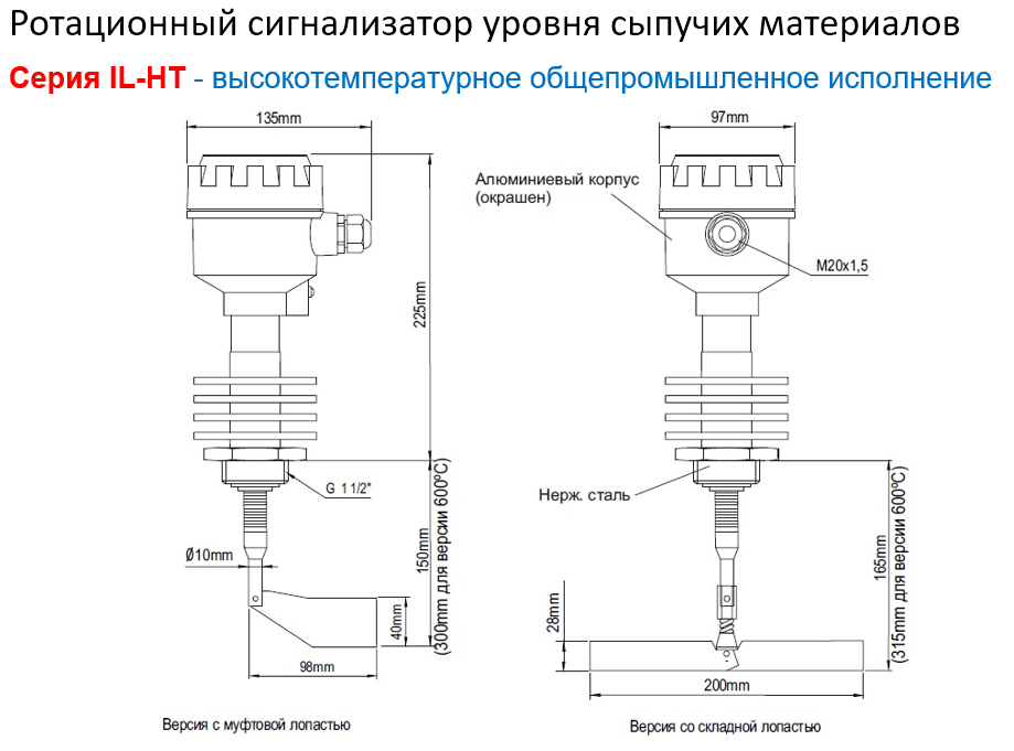Ротационный датчик уровня INNOLevel IL-SAS-N-HT250