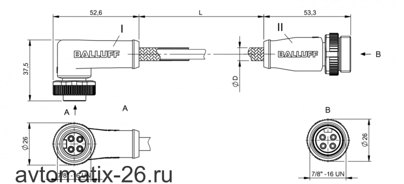 Соединительный кабель Balluff BCC B324-B314-30-304-MW8434-006