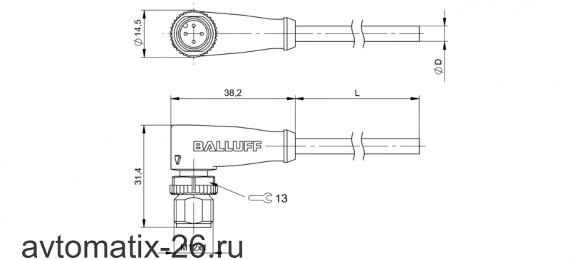 Разъем с кабелем Balluff BCC M424-0000-2A-003-VX44T2-200