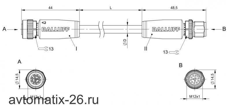 Соединительный кабель Balluff BCC M41C-M41C-3A-325-PX0C25-250