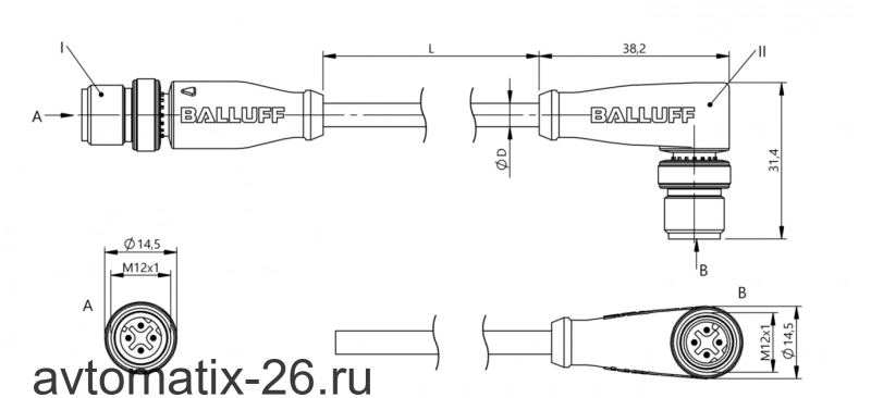 Соединительный кабель Balluff BCC M414-M424-6D-366-EX64N9-020