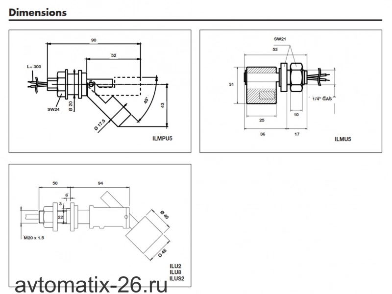 Поплавковый датчик уровня Carlo Gavazzi ILU8