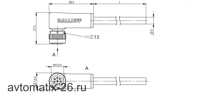 Разъем с кабелем Balluff BCC M428-0000-1A-044-PX0825-100