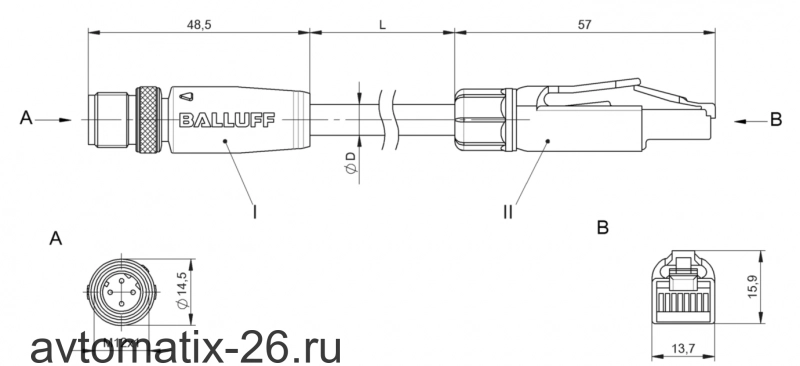 Соединительный кабель Balluff BCC M414-E834-8G-668-PS54N2-400