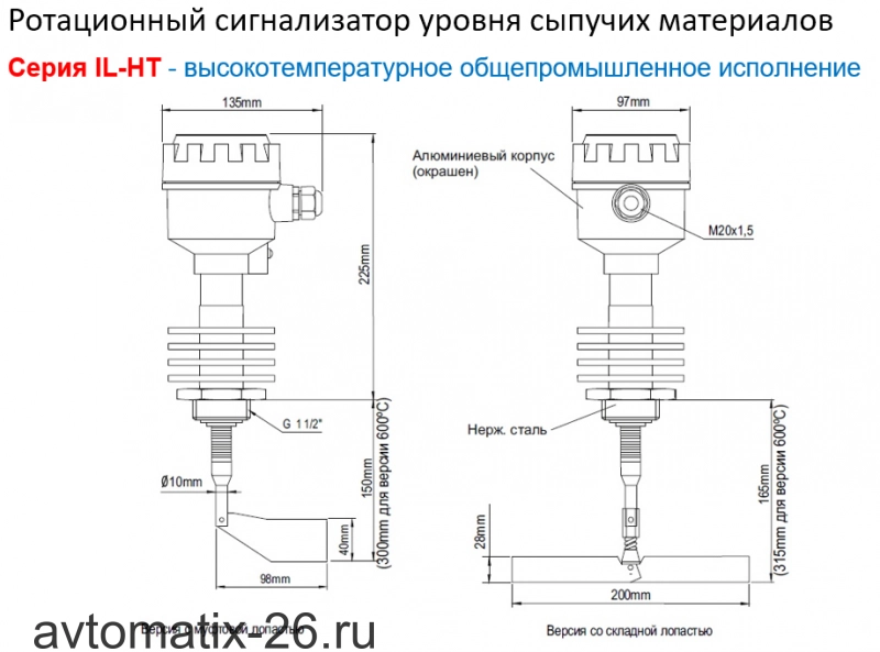 Ротационный датчик уровня INNOLevel IL-SEA-N-HT250