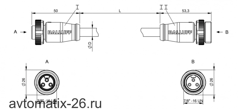 Соединительный кабель Balluff BCC A313-A313-30-345-VX43W6-030