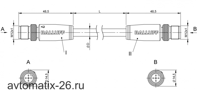 Соединительный кабель Balluff BCC M415-M415-6A-330-PS85N6-010