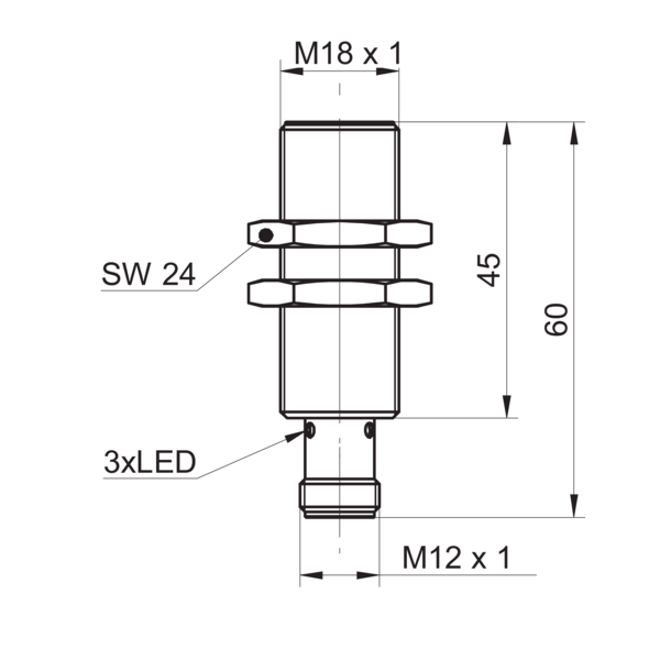 Индуктивный датчик расстояния Baumer IR18.D08L-Q60.UA1E.7BO
