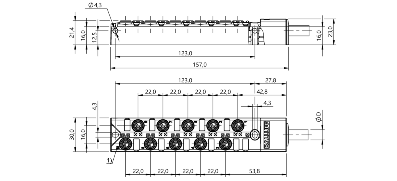 Распределительная коробка Balluff BPI AM3030-5K-B0-KPXC0-030
