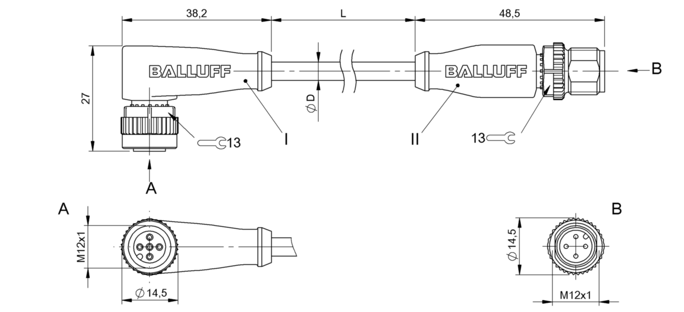 Соединительный кабель Balluff BCC M425-M414-3A-606-VX8434-010