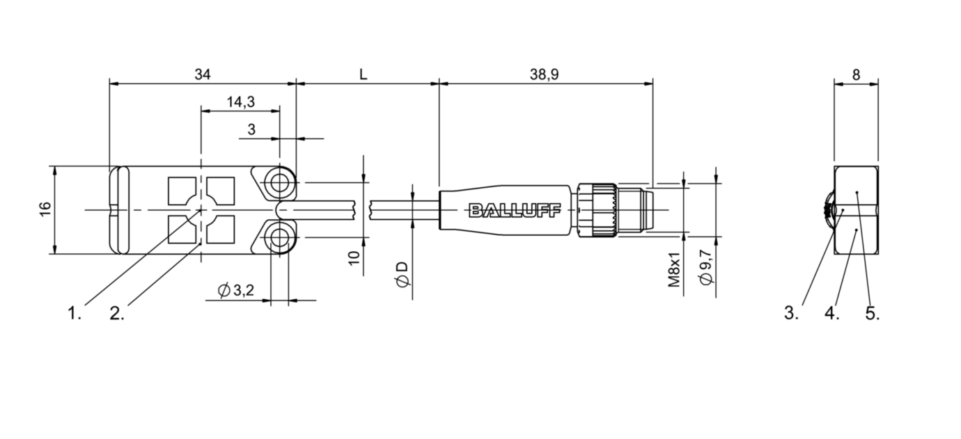 Емкостной датчик Balluff BCS R08RRE-NSM80C-EP00,3-GS75