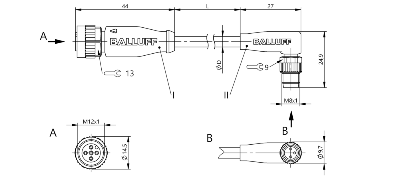 Соединительный кабель Balluff BCC M415-M323-3F-300-VX8334-030