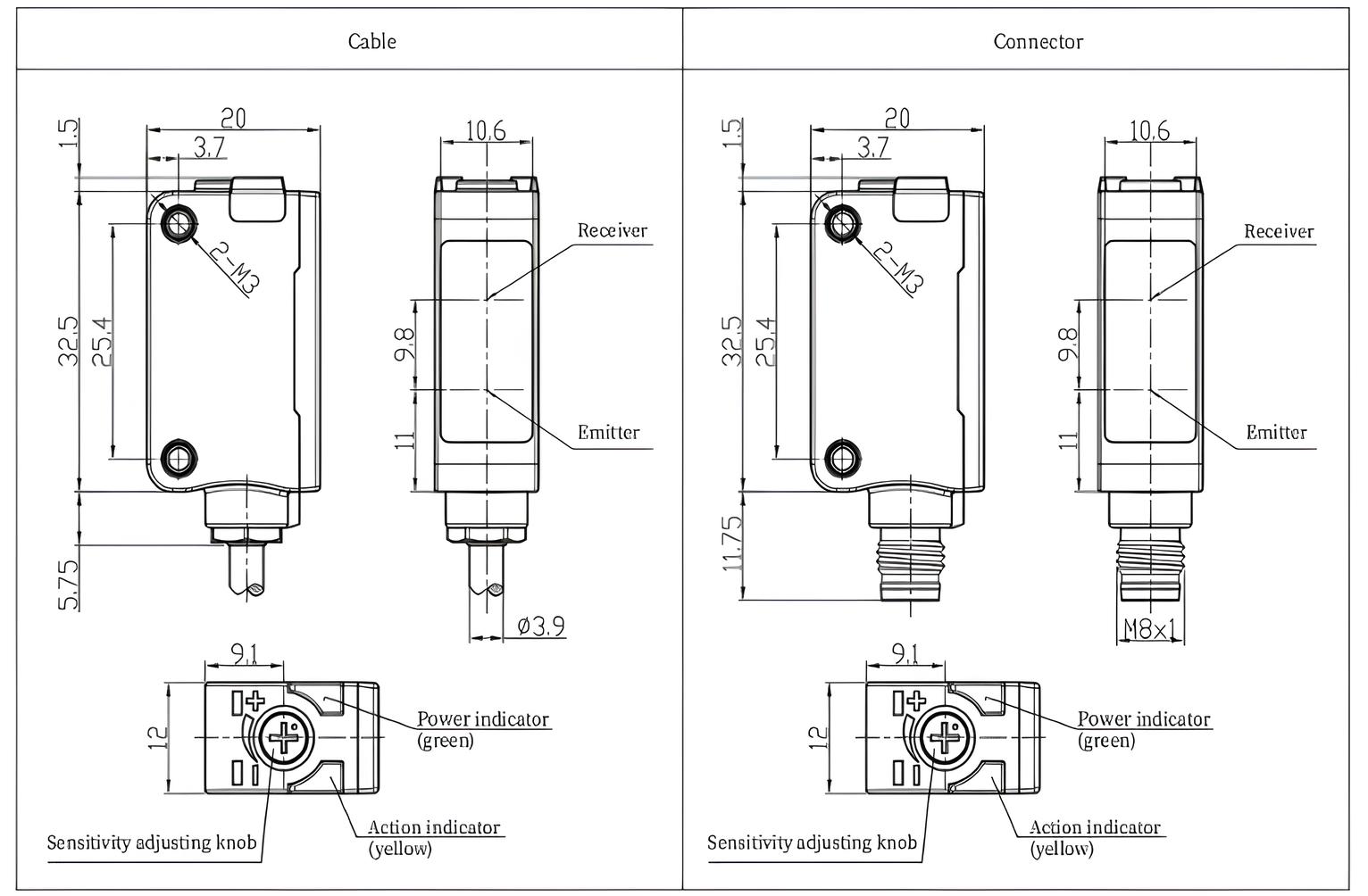 Оптический датчик LANBAO PSE-SC10DNBX-E3