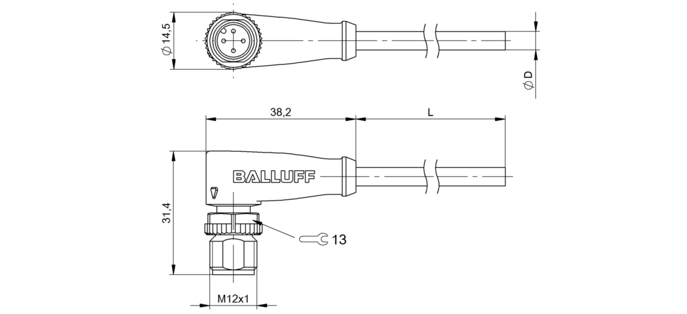 Разъем с кабелем Balluff BCC M424-0000-2A-003-PX0434-100