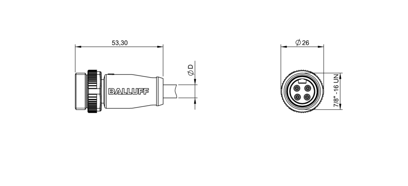 Разъем с кабелем Balluff BCC A314-0000-20-003-PX04A5-050