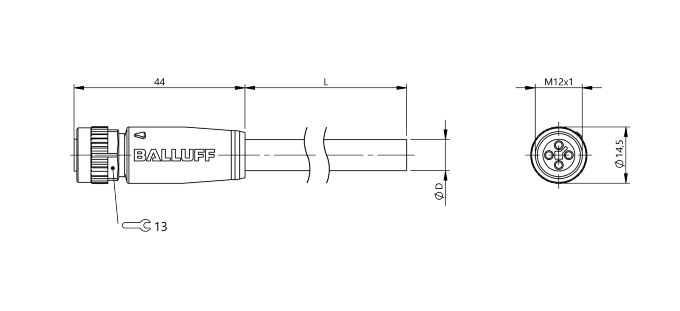 Разъем с кабелем Balluff BCC M414-0000-1T-003-PX04A5-020