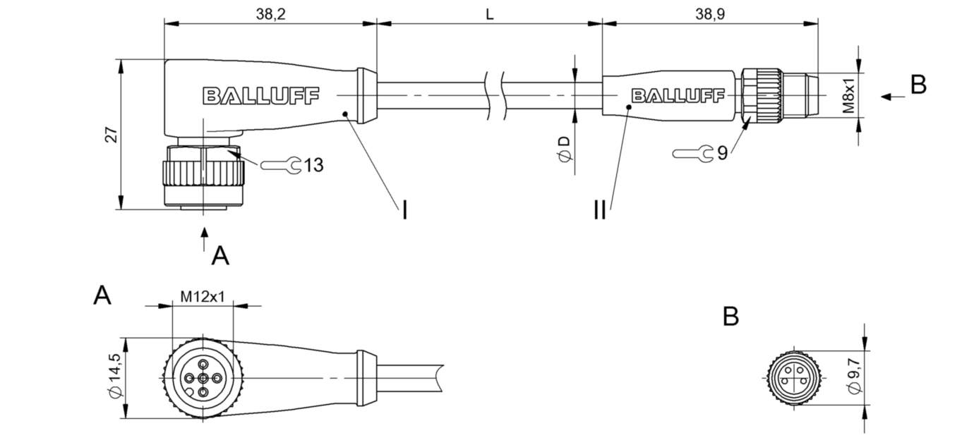 Соединительный кабель Balluff BCC M425-M314-3F-304-VX8434-010