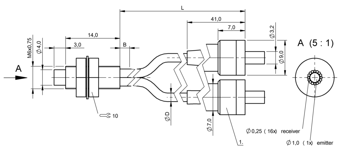 Оптоволоконный кабель Balluff BFO D22-XB-LB-EAK-15-SA1-02