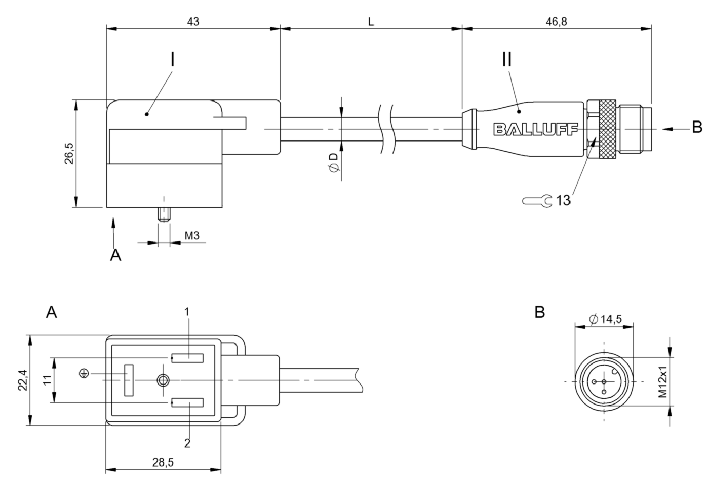 Соединительный кабель Balluff BCC VB63-M413-3E-666-PX0350-050