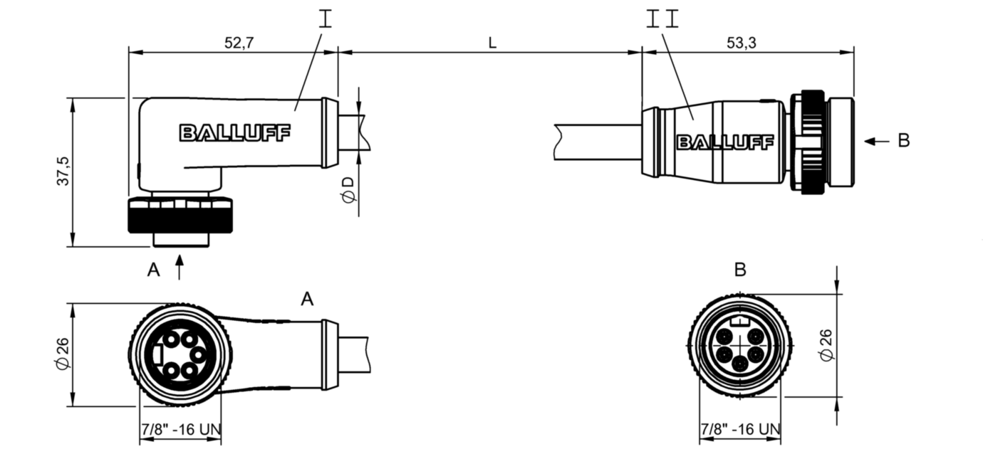 Соединительный кабель Balluff BCC A325-A315-30-335-VX45W6-020