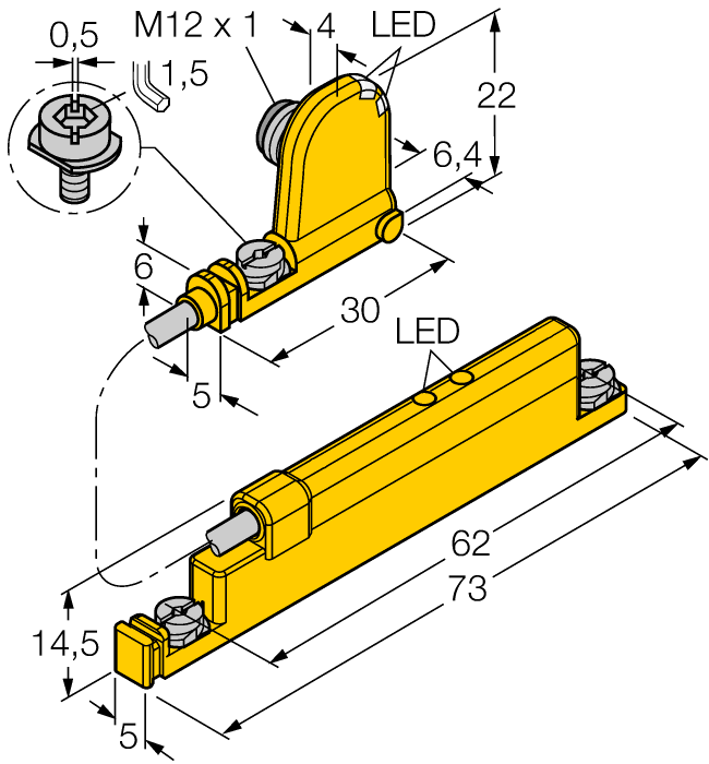 Магнитный датчик TURCK WIM45-UNTL-0.3-BIM-UNT-LUAP6X4-H1141