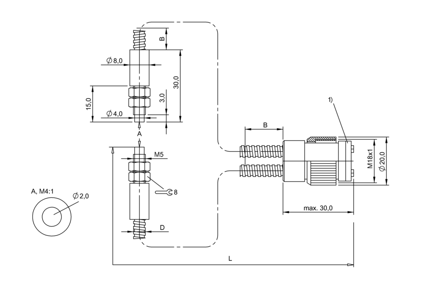 Оптоволоконный кабель Balluff BFO 18A-LAA-MZG-20-1,5