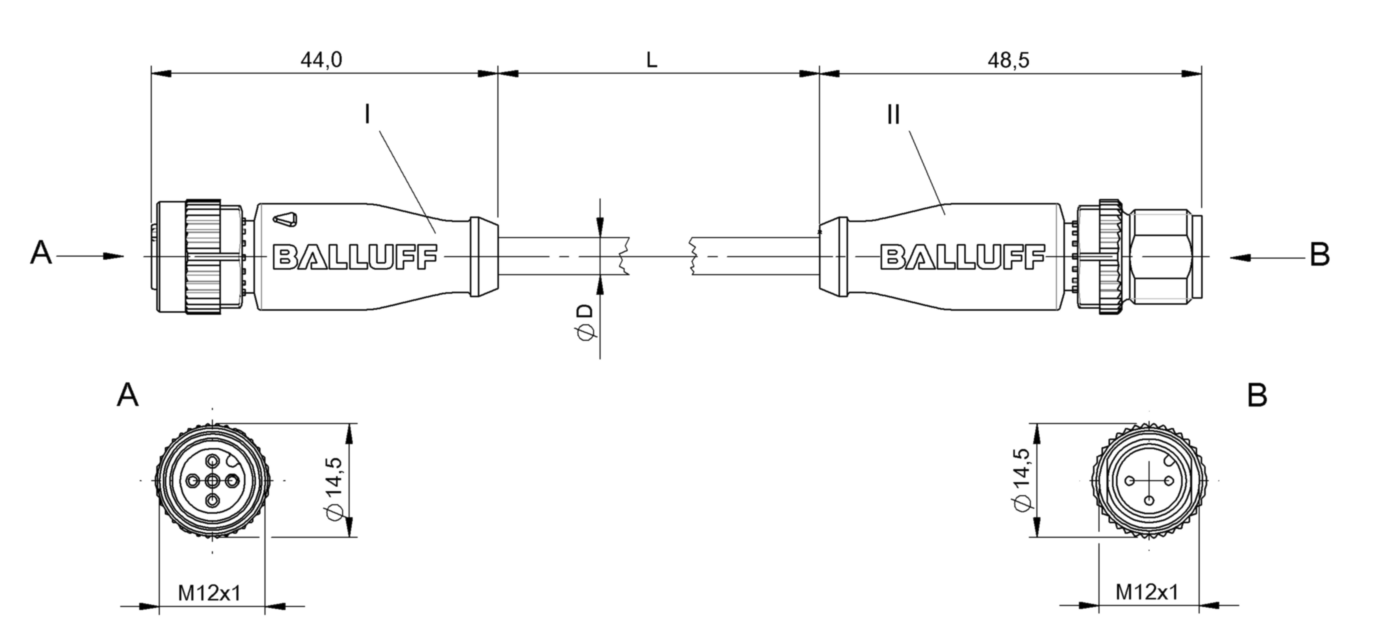 Соединительный кабель Balluff BCC M415-M413-3A-300-PX0334-100