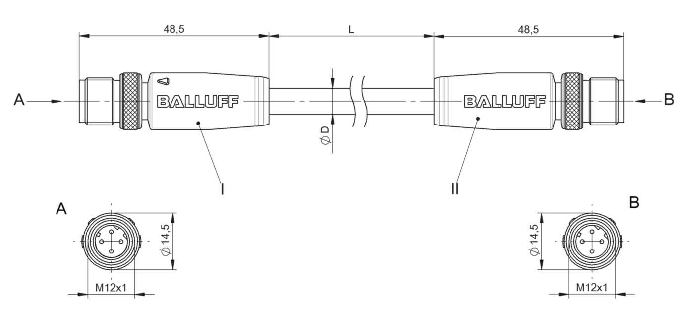 Соединительный кабель Balluff BCC M414-M414-6D-338-ES24N9-550