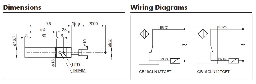 Емкостный датчик Carlo Gavazzi CB18CLN12TCFTAX