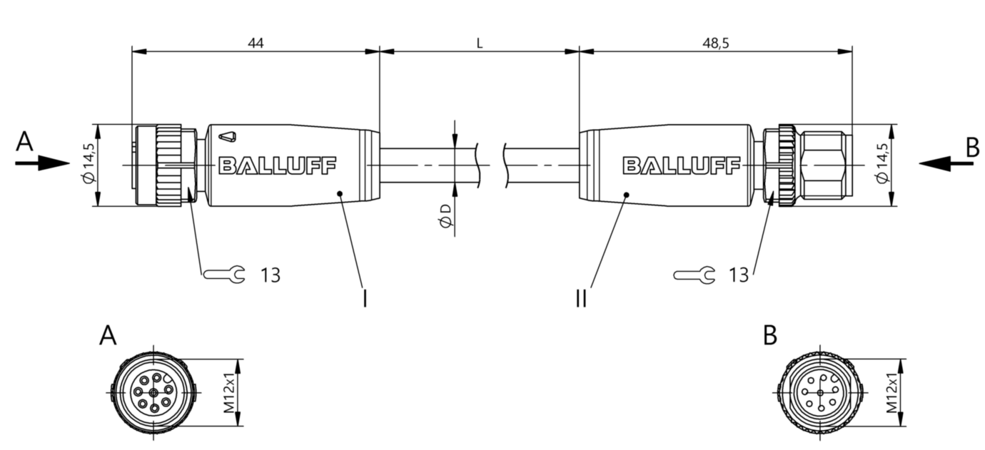 Соединительный кабель Balluff BCC M418-M418-3A-728-PX4825-005-C033