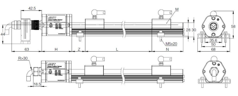 Датчик линейных перемещений AMT Linear Position Sensor LPS1-KP50SSB0150MHD61N1A110