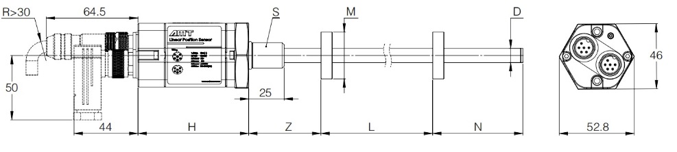 Датчик линейных перемещений AMT Linear Position Sensor LPS2-KH10MSN0200MHC52B1C343TX0010