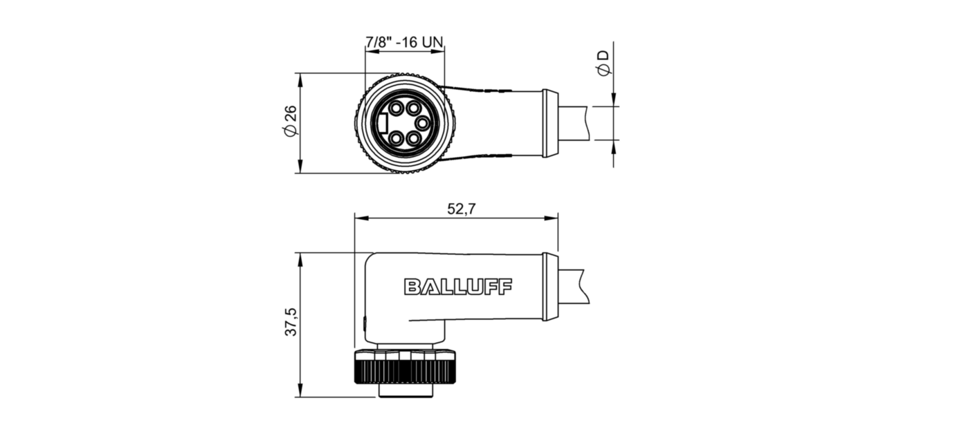 Разъем с кабелем Balluff BCC A325-0000-10-063-VX45W6-050