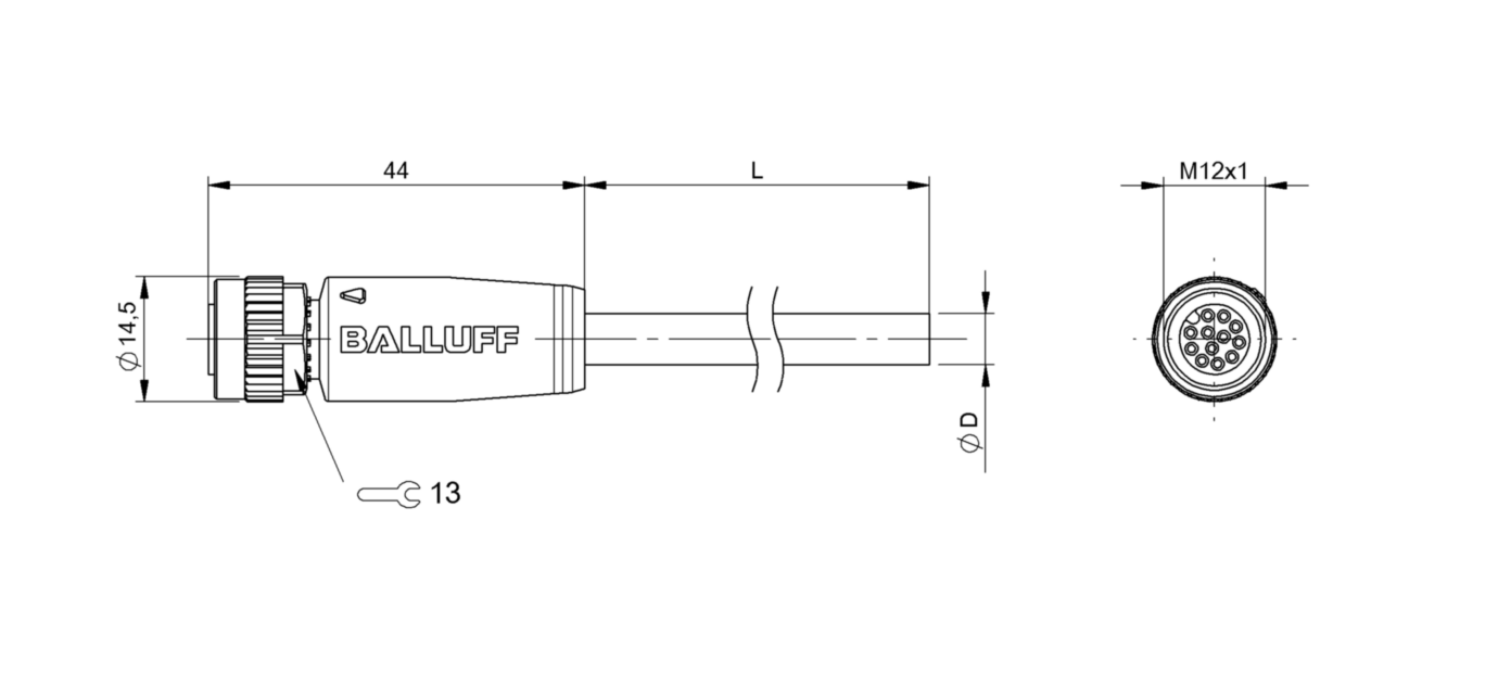 Разъем с кабелем Balluff BCC M41C-0000-1A-049-VX8C25-100