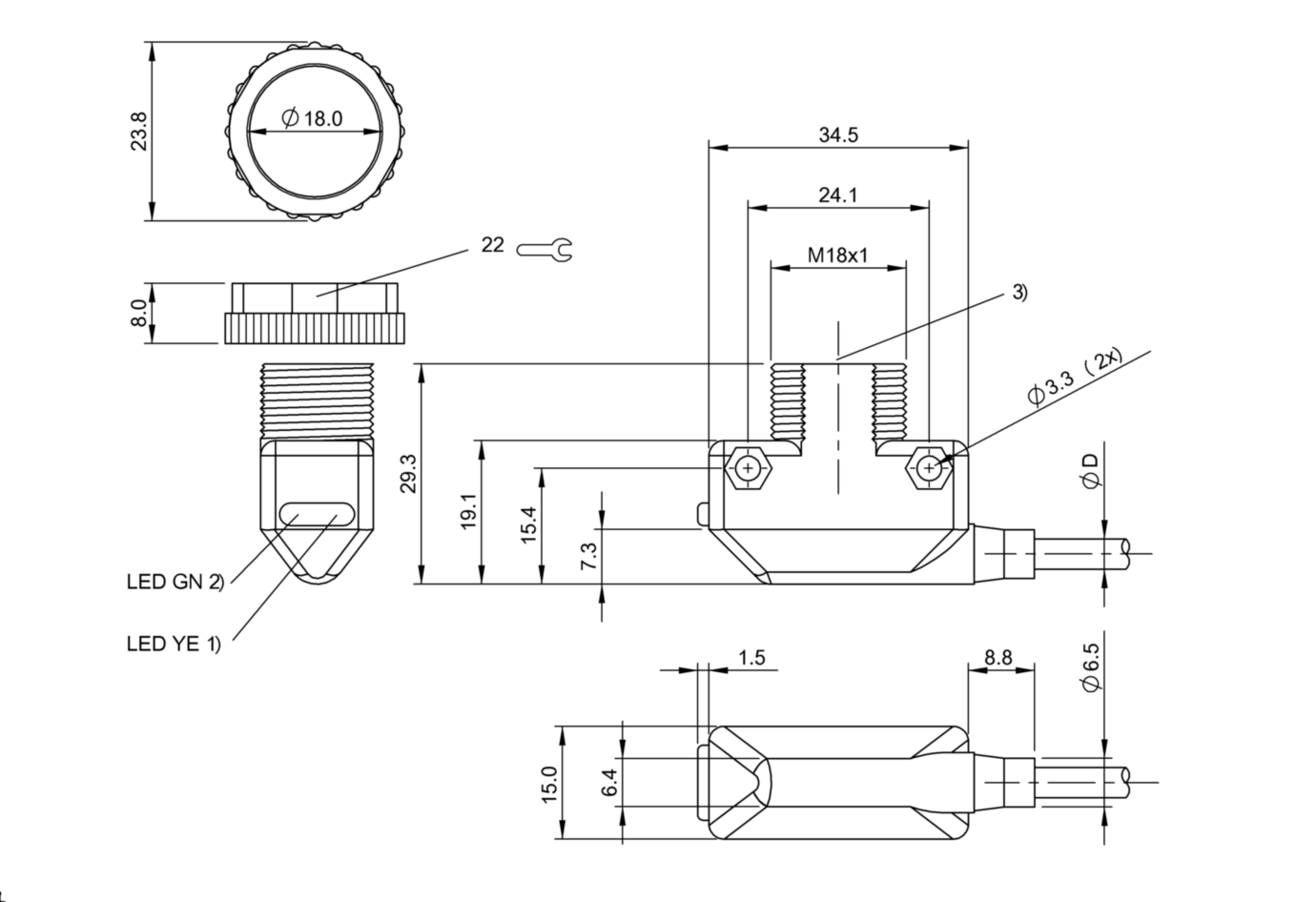Оптический датчик Balluff BOS 11K-NA-RH11-00,15-S4
