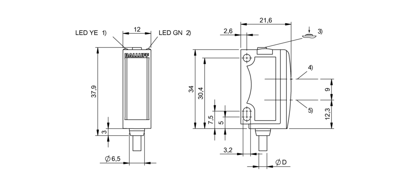 Оптический датчик Balluff BOS 6K-PU-RE10-02