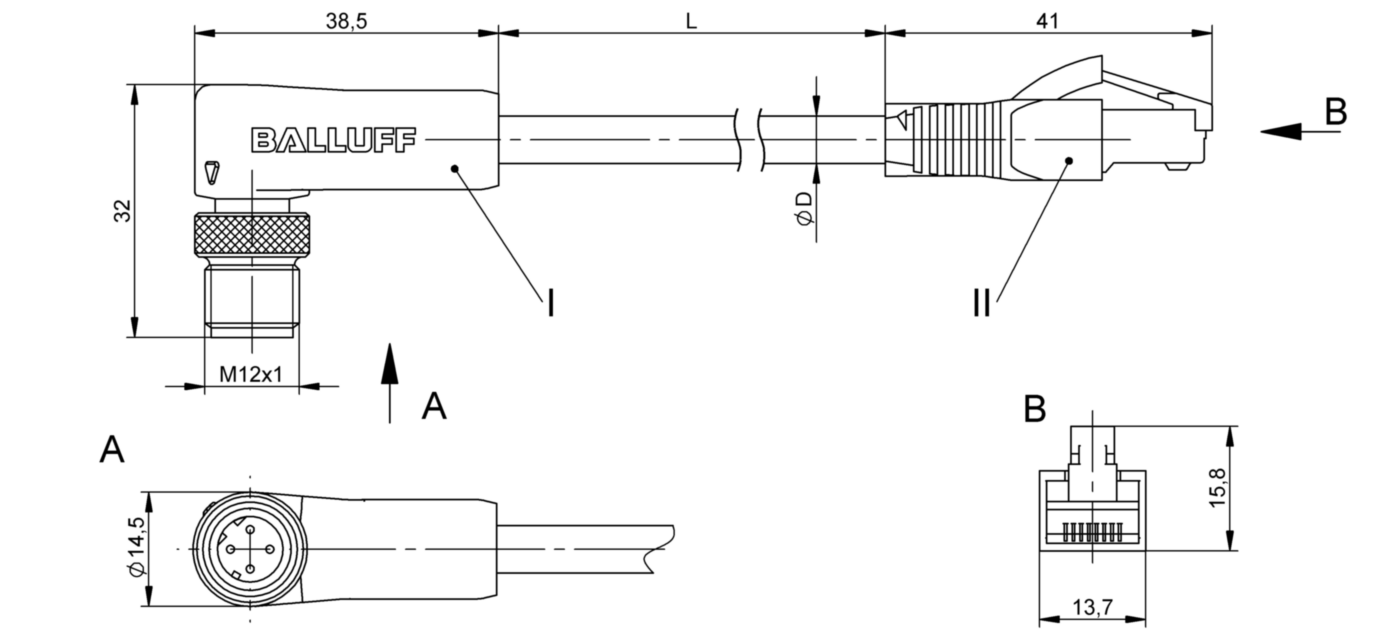 Соединительный кабель Balluff BCC M424-E894-8G-695-EX64N9-150