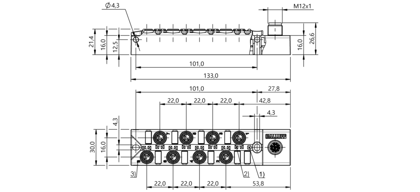 Распределительная коробка Balluff BPI 8M303P-5K-B0-SM4CT