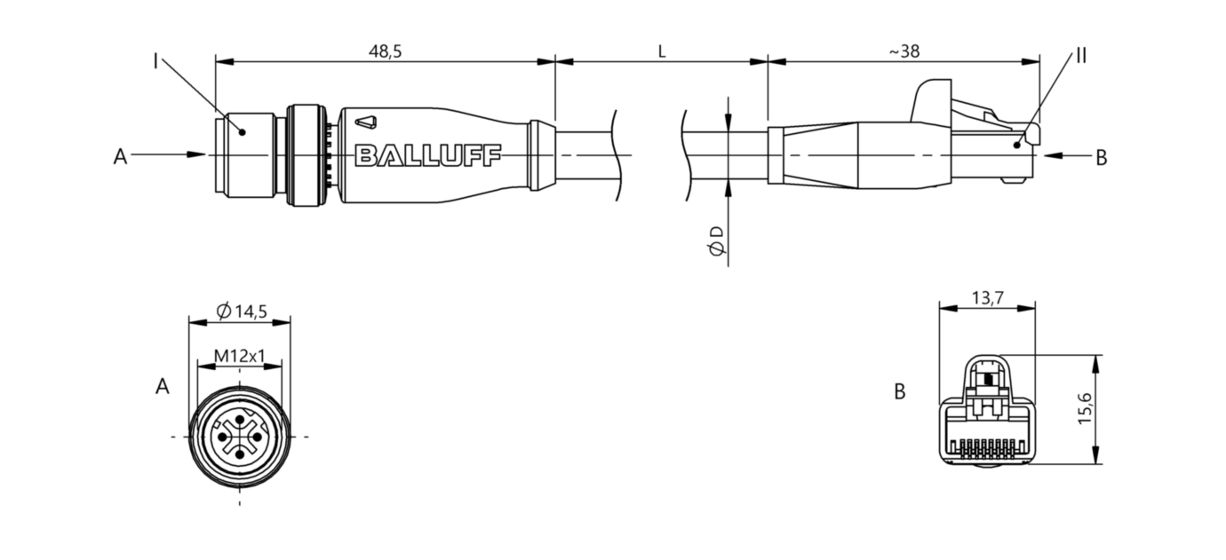 Соединительный кабель Balluff BCC M414-E894-8G-695-EX64N9-020