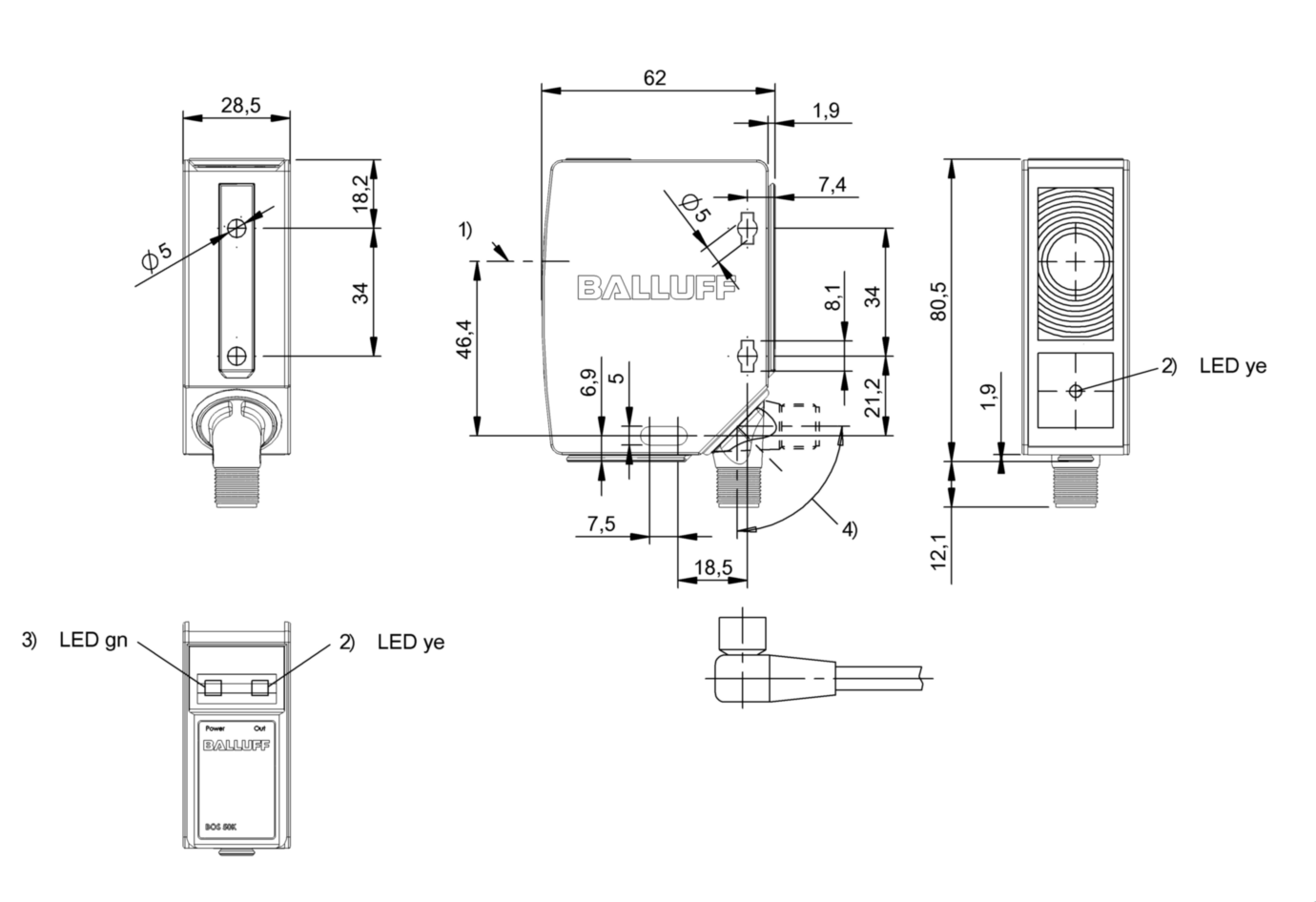 Оптический датчик Balluff BOS 50K-PA-RE10-S4S