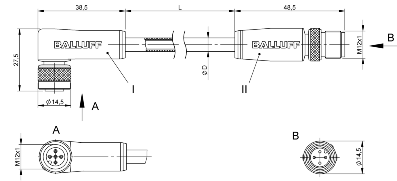 Соединительный кабель Balluff BCC W425-W414-3A-650-NW44T2-006