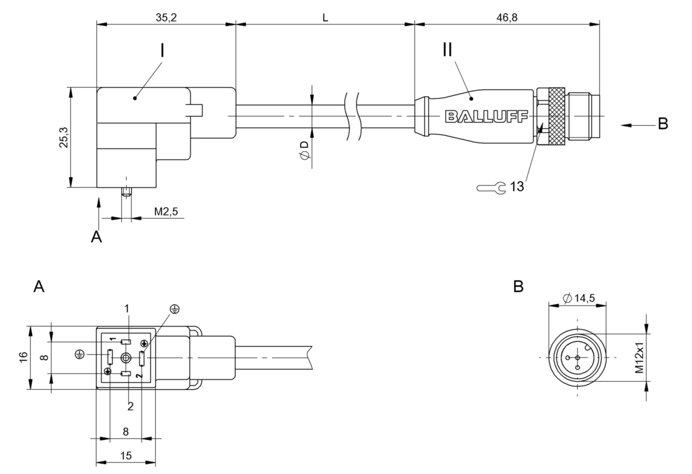 Соединительный кабель Balluff BCC VC04-M413-3E-665-PX0350-015