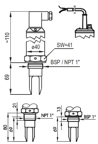 Датчик уровня вибрационный Nivelco RCM-400-M