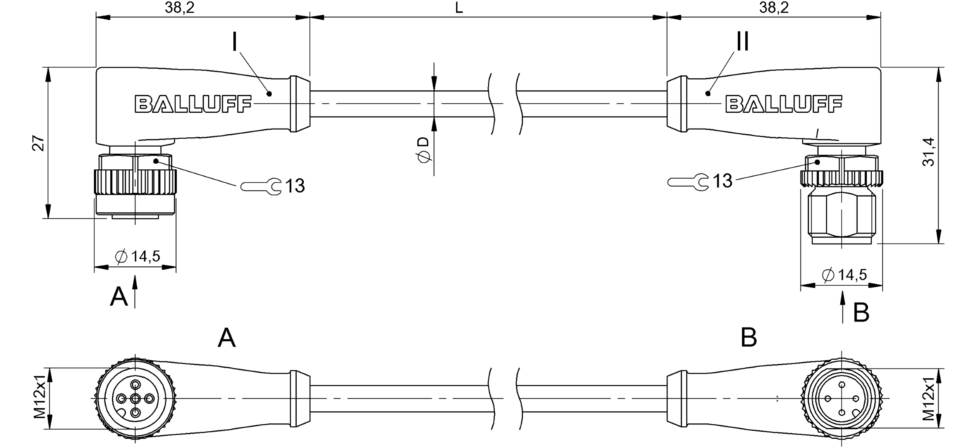 Соединительный кабель Balluff BCC M425-M424-3A-304-EX44T2-250